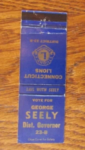 CUBIERTA DE LIBRO DE CERILLAS INTERNACIONAL DEL CLUB DE LEONES: CUBIERTA DE CERILLAS VACÍA GEORGE SEELY -C9 - Imagen 1 de 1