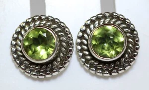 Noble 1,54 Quilates Peridoto Pendientes 925 Plata Olivino Pendientes Gema - Imagen 1 de 10