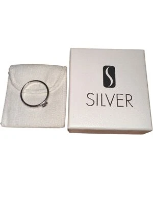 Sterling Silver Ring Marked 925 Black Heart In Gift Box Size S Care Instructions - Image 1 of 4