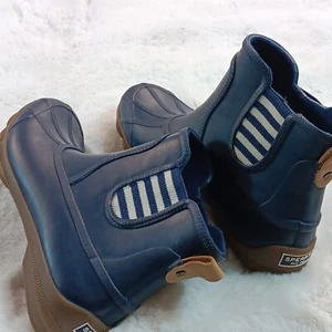 Sperry Women's Size 10 Syren Cove Rubberized Chelsea Navy Ankle Rain Boot  - Picture 1 of 10