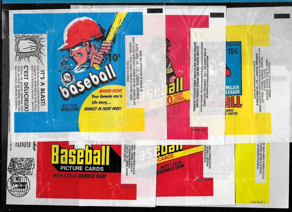 BASEBALL MLB WAX PACK WRAPPER OPC O PEE CHEE TOPPS & EMPTY BOX SEE LIST - Image 1 of 1