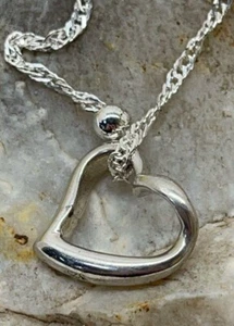 Sterling Silver 925 FLOATING HEART w/ Unique Rope & Ball Bead Chain 20” Necklace - Picture 1 of 4