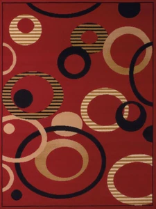 Red Contemporary 2x7 Circles Loops Hoops Area Rug - Actual Size: 2' 3" x 7' 2" - Picture 1 of 1