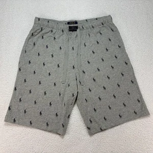Polo Ralph Lauren Sleepwear Shorts Mens Medium Gray Pony all over print drawstri - Picture 1 of 8
