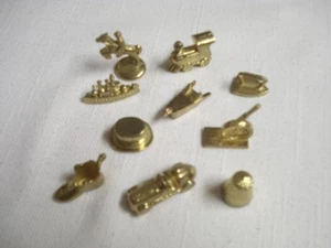 10 Monopoly Gold Toned Tokens From 1985 Monopoly Deluxe Anniversary Edition - Picture 1 of 1