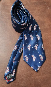 Hallmark Holiday Traditions Navy Santa USA FLAG Print Christmas Tie Necktie 58" - Picture 1 of 9
