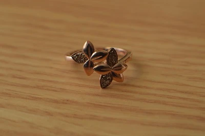 0.10ct Natural Champagne Diamond Ring 18K RG Plated over Fine Silver Size 7 - Image 1 of 4