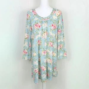 Carole Hochman Women M 100% Cotton Nightgown Rose Floral Cottagecore Lightweight - Picture 1 of 13
