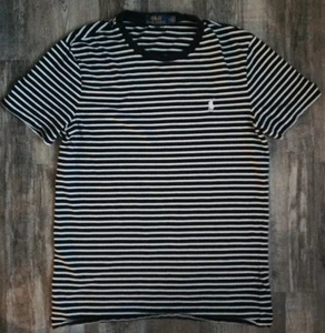 Polo Ralph Lauren camicia uomo media nera bianca righe manica corta logo pony - Foto 1 di 5