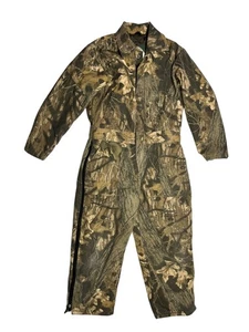 CABELA'S Brown Warm MOSSY-OAK CAMO HUNTING COVERALLS Hike Jump-Suit Kid YOUTH 10 - Picture 1 of 11