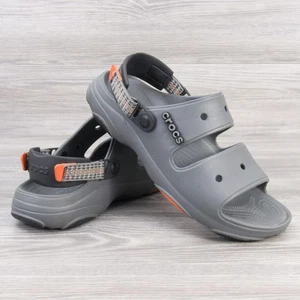 Crocs All-Terrain Sandals Men's 12 Gray & Orange Model 207711 Open Toe Outdoor - Picture 1 of 15