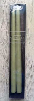 NEW IN BOX! Set of Two 7/8" x 12" Creative Candles Tapers in Sage Green READ!! - Image 1 of 4