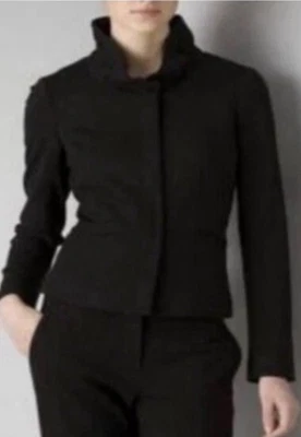 Chaqueta THEORY Mujer Negra Mariony Forrada Elastizada Volantes Cremallera Oculta Talla 2 Foto 1 de 4