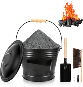 Secchio per Cenere Camino, 5L Secchio Raccogli Cenere Con Coperchio, Secchio per - Foto 1 di 7
