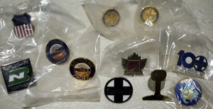 182p. 11 x MIXED RAILROAD PINS, UP, SP, BN, SANTA FE, GTW, HBL & AMERICAN RAIL+ - Picture 1 of 3