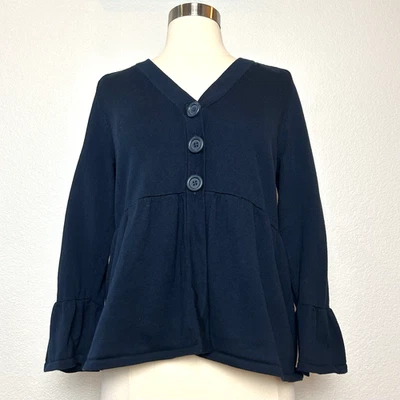 Cárdigan Suéter Deportivo Jones New York Para Mujer Talla S Azul Marino Manga Campana 3/4 Botón Foto 1 de 4