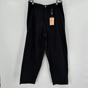 Quince Stretch Cotton Twill Barrel Leg Pants in Black sz 14 Women's Tapered NWT - Picture 1 of 5