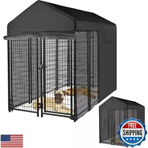 Outdoor Dog Kennel Cover Black for 8'Dx4'W 600D Waterproof and Durable Dog Cr - Picture 1 of 5