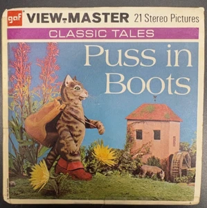 Vintage View Master Puss & Boots 3 Rollen Paket mit Heft 42 Bilder # B320 - Bild 1 von 2
