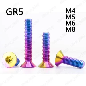 Tornillos de cabeza plana avellanados de zócalo Torx de titanio colorido GR5 M4/M5/M6/M8 - Imagen 1 de 5