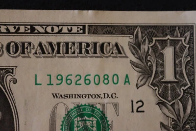 [JUNE 8, 1962] $1 ONE DOLLAR   BIRTHDAY/ANNIVERSARY NOTE.  SN # L 19626080 A - Image 1 of 3