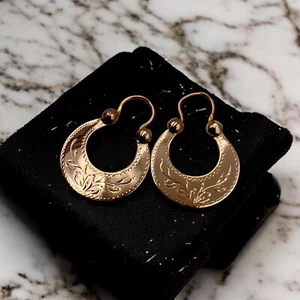 USSR Vintage Soviet Gold 583 14k Earrings Gypsy , Kokoshniks, Rose Gold Earrings - Picture 1 of 15