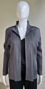 NWOT PLEATS PLEASE ISSEY MIYAKE Zip Collared Jacket, Size 5/XL, Gray - Picture 1 of 6