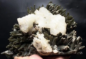 2430g Natural Backbone Elestial Green Quartz Crystal Cluster Calcite Specimen - Picture 1 of 11
