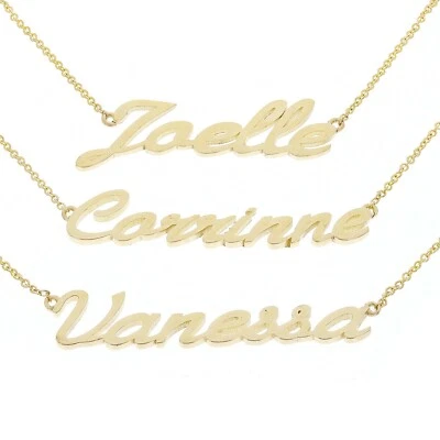 14k Yellow Gold Personalized Script Name Plate Pendant Necklace Adj.16-20" Chain - Image 1 of 4
