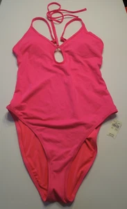 NEW AMERICAN EAGLE AERIE LARGE 1pc SWIMSUIT HOT PINK CHEEKY UPF 50 - Picture 1 of 6