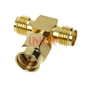 SMA macho a doble SMA hembra 3 vías triple tipo T conector divisor - Imagen 1 de 10