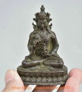Estatua de Buda Padmasambhava Rinpoche Guru de Bronce Púrpura Chino Antiguo 2.6" - Imagen 1 de 4