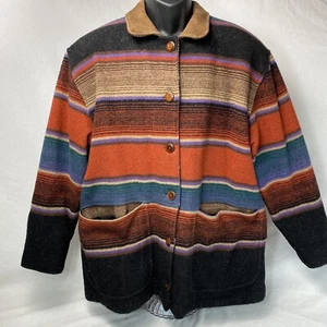Vintage USA Woolrich Southwestern Western Style Cowboy Ranch Wool Coat Size L - Picture 1 of 8