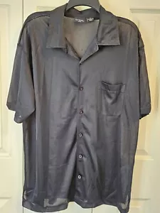 Guess Mens Black Short Sleeve Button Down “Mesh” Men's Size Large See Through - Picture 1 of 7