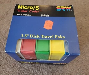 SRW Micro 3,5" Disk Travel Paks 5 farbcodierte Aufbewahrungskoffer 511 Vintage NEU - Bild 1 von 7