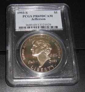 1993-S PCGS PR69DCAM JEFFERSON COMMEMORATIVE DOLLAR - Picture 1 of 4