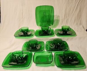 23 Pc Anchor Hocking CHARM FOREST GREEN Dining Set 1950-54 Fire King USA VGUC