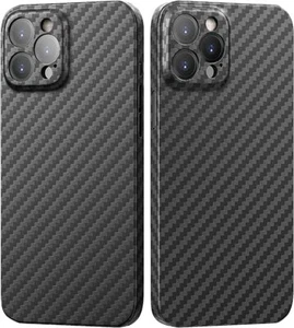 Custodia in fibra di carbonio nera per iPhone 14 Pro Max leggera antiurto - Foto 1 di 9