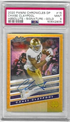 Chase Claypool 2020 PANINI CHRONICLES DP ABSOLUTE AUTOGRAPH CARD Gold AUTO PSA 9 - Image 1 of 2