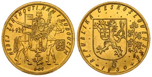 CZECHOSLOVAKIA 1930 AV 5 Ducats. NGC MS64. KM 13; Fr.-5; Schlumberger 43 - Picture 1 of 3