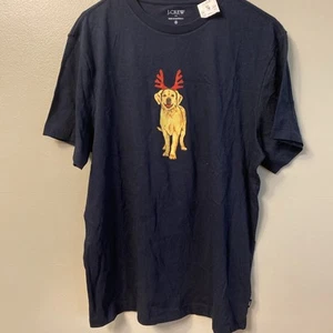 K Crew Damen-T-Shirt Weihnachten Golden Retriever blau neu mit Etikett - Bild 1 von 2