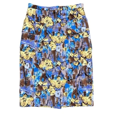 Plenty By Tracy Reese Anthropologie HORTULAN Watercolor Skirt 4, S Preppy Floral - Image 1 of 4