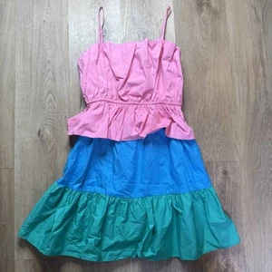 Milly Women's Pink Colorblocked Poplin Nina Mini Dress Size S 100% Cotton $325 - Picture 1 of 7