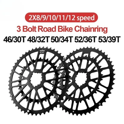 Plato de grava para bicicleta de carretera 3 pernos 46/30T 48/32T 50/34T 52/36T 53/39T Foto 1 de 4