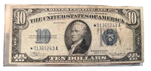 1934-A $10 -STAR , Silver certificate , F/ VF , Scarce - Picture 1 of 4