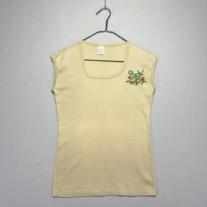 VTG 70s / 80s Maverick Western Wear Tank Top - Beige - Embroidered Roses - MED - Picture 1 of 6