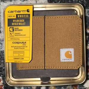 NIB CARHARTT Rain Defender CORDURA Nylon Duck RFID Blocking BIFOLD Brown WALLET - Picture 1 of 3