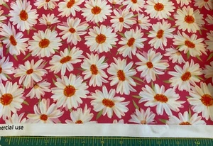 QUILTING TREASURES - DAISY MEADOW #27803-P - DAISIES - DARK PINK-- 1 7/8 YARDS - Picture 1 of 1