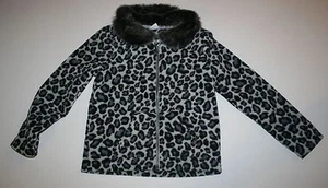 New Gymboree Girls 4 year Leopard Kitty Cat Animal Print Gray Black Jacket Coat - Picture 1 of 2