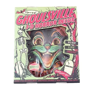 Ghoulsville 3-D Horror Decor Pumpkin Puss Retro A Go Go Large Sized Black Cat - Picture 1 of 4